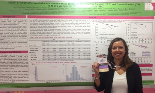 Dr Furlanetto in front of her poster