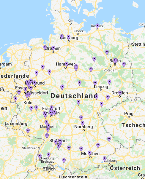 Karte der Prüfzentren